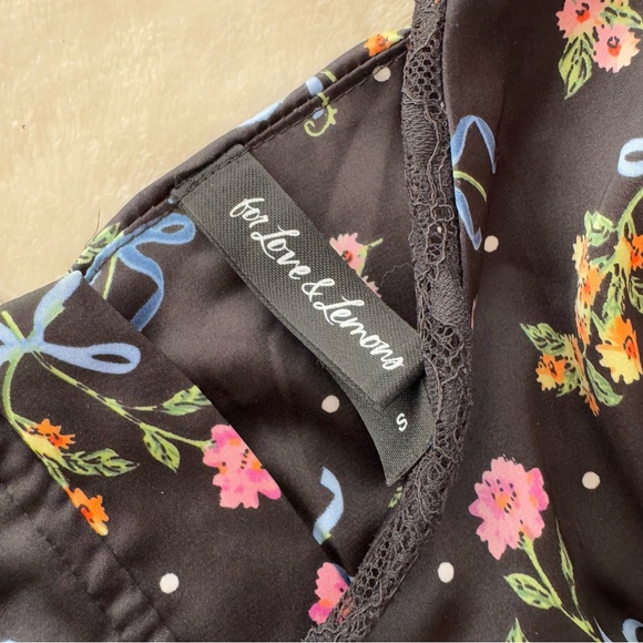 For Love & Lemons August Floral Black Crop Top Small - Picture 11 of 12